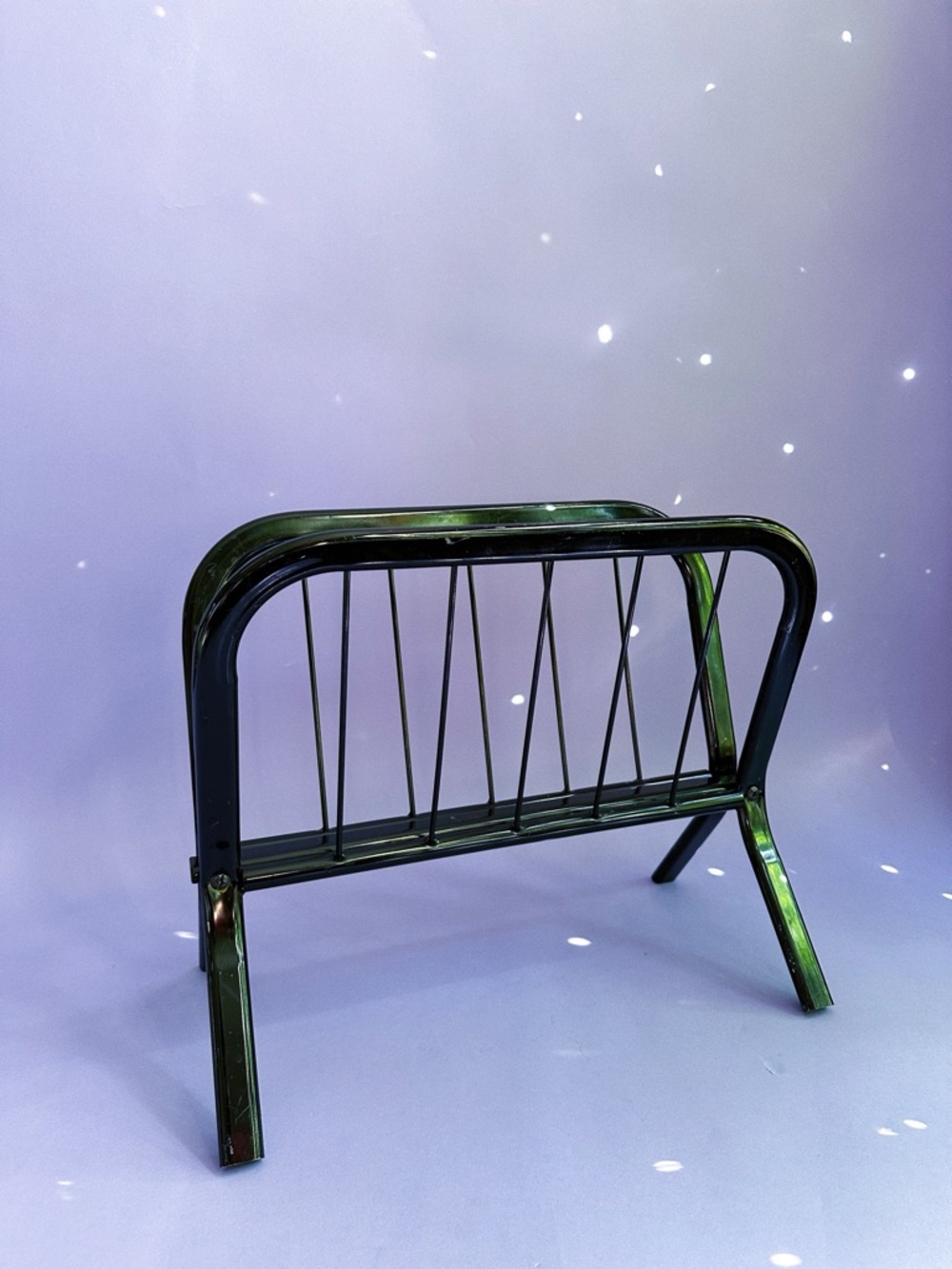 Vintage 80s Post Modern Black Metal Magazine / Book / Vinyl Rack Display Stand